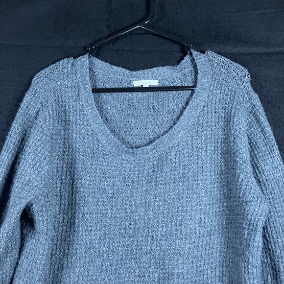 Maurices Womens Sweater Dark Gray Lightweight Waffle Knit Pullover Stretch L - Picture 2 of 12